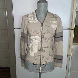 SANDWICH Women's Brown Stripe Zippered Jacket Top Size Small